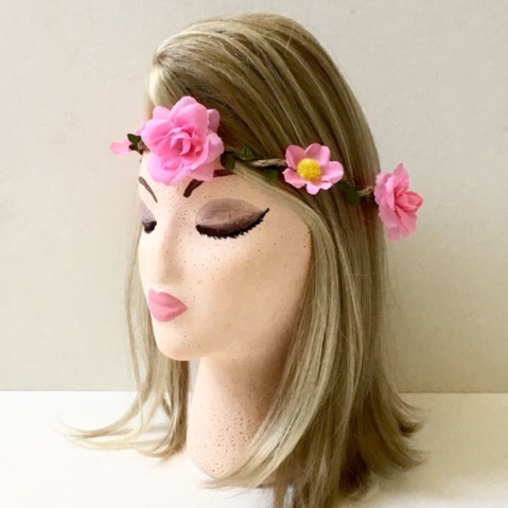 Floral Crown, Twine & Silk Floral on Twisted Wire